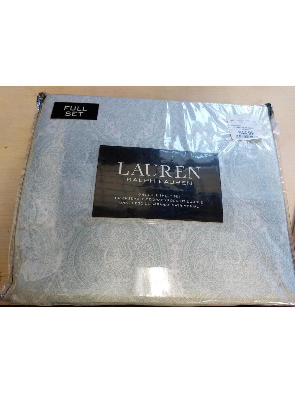 Ralph Lauren full size sheets featuring a paisley in Turquoise green